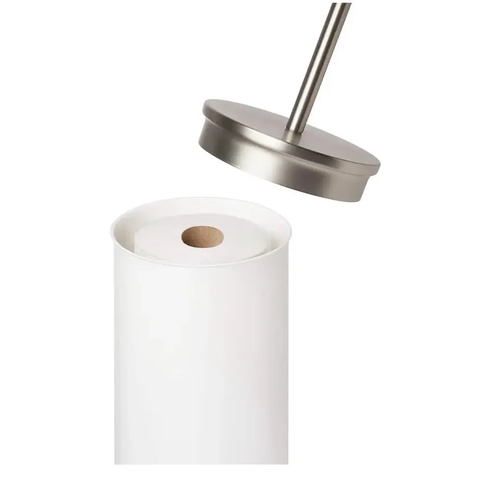 Umbra Portaloo Toilet Paper Stand and Reserve, White/Nickel